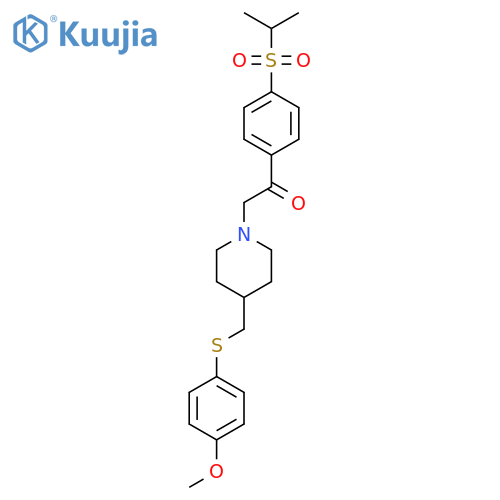1-(4-{[(4-methoxyphenyl)sulfanyl]methyl}piperidin-1-yl)-2-[4-(propane-2-sulfonyl)phenyl]ethan-1-one structure