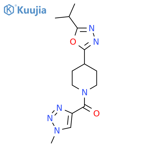 1-(1-methyl-1H-1,2,3-triazole-4-carbonyl)-4-5-(propan-2-yl)-1,3,4-oxadiazol-2-ylpiperidine structure