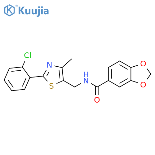 N-{[2-(2-chlorophenyl)-4-methyl-1,3-thiazol-5-yl]methyl}-2H-1,3-benzodioxole-5-carboxamide structure