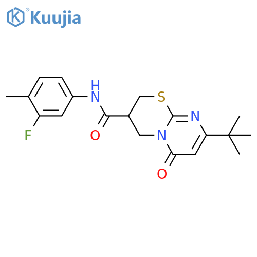 8-tert-butyl-N-(3-fluoro-4-methylphenyl)-6-oxo-2H,3H,4H,6H-pyrimido2,1-b1,3thiazine-3-carboxamide structure