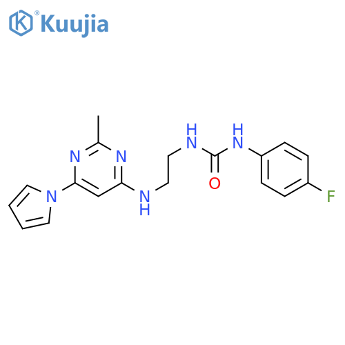 1-(4-fluorophenyl)-3-(2-{[2-methyl-6-(1H-pyrrol-1-yl)pyrimidin-4-yl]amino}ethyl)urea structure