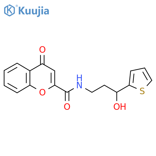 N-3-hydroxy-3-(thiophen-2-yl)propyl-4-oxo-4H-chromene-2-carboxamide structure