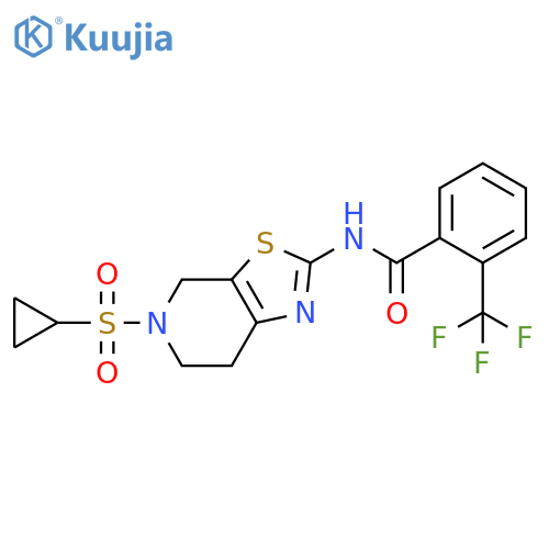 N-5-(cyclopropanesulfonyl)-4H,5H,6H,7H-1,3thiazolo5,4-cpyridin-2-yl-2-(trifluoromethyl)benzamide structure