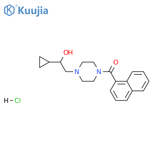 1-cyclopropyl-2-4-(naphthalene-1-carbonyl)piperazin-1-ylethan-1-ol hydrochloride structure