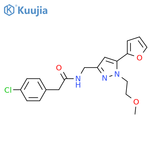 2-(4-chlorophenyl)-N-{[5-(furan-2-yl)-1-(2-methoxyethyl)-1H-pyrazol-3-yl]methyl}acetamide structure