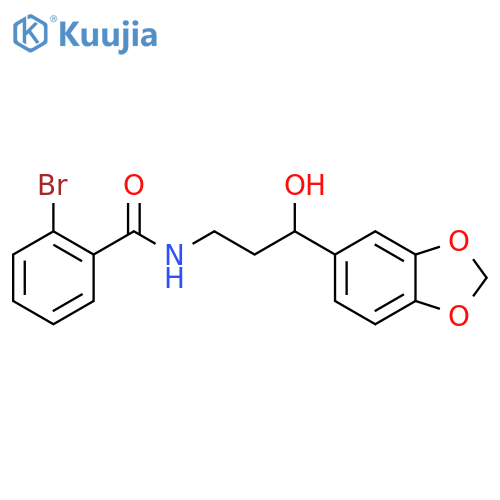 N-3-(2H-1,3-benzodioxol-5-yl)-3-hydroxypropyl-2-bromobenzamide structure