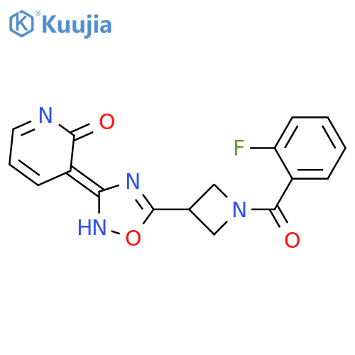 3-{5-[1-(2-fluorobenzoyl)azetidin-3-yl]-1,2,4-oxadiazol-3-yl}-1,2-dihydropyridin-2-one structure