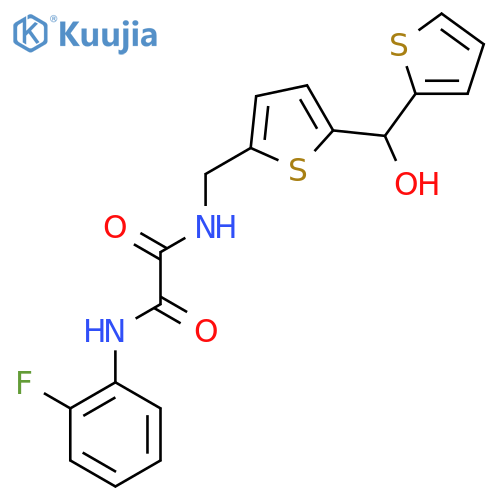 N'-(2-fluorophenyl)-N-({5-[hydroxy(thiophen-2-yl)methyl]thiophen-2-yl}methyl)ethanediamide structure