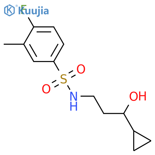 N-(3-cyclopropyl-3-hydroxypropyl)-4-fluoro-3-methylbenzene-1-sulfonamide structure