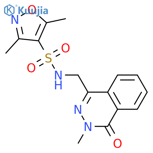 3,5-dimethyl-N-[(3-methyl-4-oxo-3,4-dihydrophthalazin-1-yl)methyl]-1,2-oxazole-4-sulfonamide structure