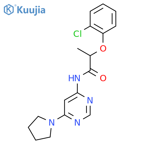 2-(2-chlorophenoxy)-N-[6-(pyrrolidin-1-yl)pyrimidin-4-yl]propanamide structure