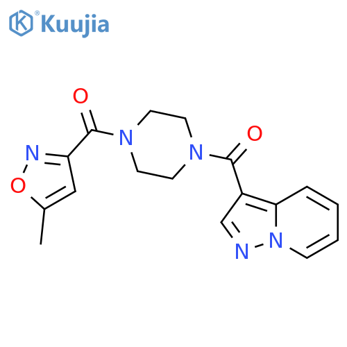 1-(5-methyl-1,2-oxazole-3-carbonyl)-4-{pyrazolo[1,5-a]pyridine-3-carbonyl}piperazine structure