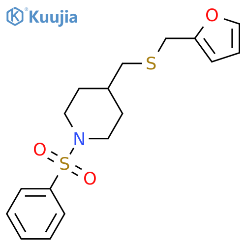 1-(benzenesulfonyl)-4-({[(furan-2-yl)methyl]sulfanyl}methyl)piperidine structure