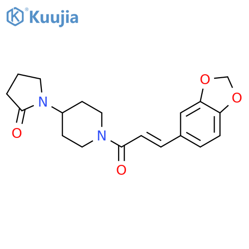 1-{1-[(2E)-3-(2H-1,3-benzodioxol-5-yl)prop-2-enoyl]piperidin-4-yl}pyrrolidin-2-one structure
