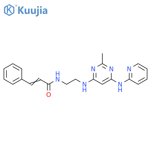 (2E)-N-[2-({2-methyl-6-[(pyridin-2-yl)amino]pyrimidin-4-yl}amino)ethyl]-3-phenylprop-2-enamide structure