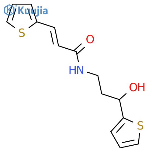 (2E)-N-3-hydroxy-3-(thiophen-2-yl)propyl-3-(thiophen-2-yl)prop-2-enamide structure