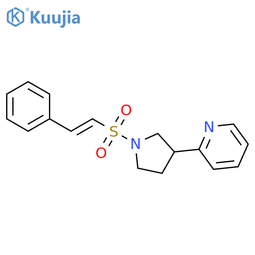 2-{1-[(E)-2-phenylethenesulfonyl]pyrrolidin-3-yl}pyridine structure