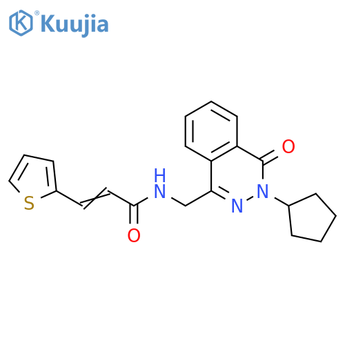 (2E)-N-[(3-cyclopentyl-4-oxo-3,4-dihydrophthalazin-1-yl)methyl]-3-(thiophen-2-yl)prop-2-enamide structure
