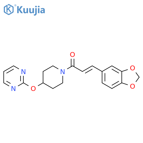 (2E)-3-(2H-1,3-benzodioxol-5-yl)-1-[4-(pyrimidin-2-yloxy)piperidin-1-yl]prop-2-en-1-one structure