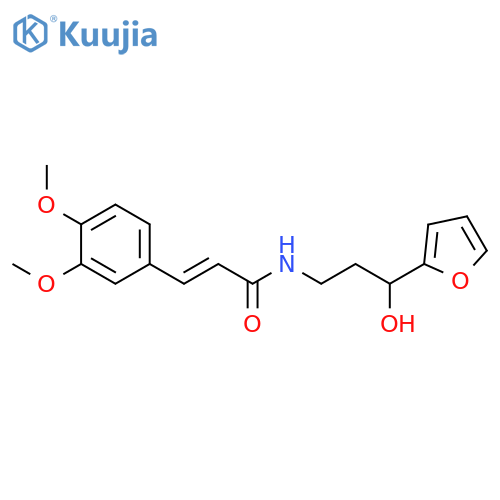 (2E)-3-(3,4-dimethoxyphenyl)-N-3-(furan-2-yl)-3-hydroxypropylprop-2-enamide structure