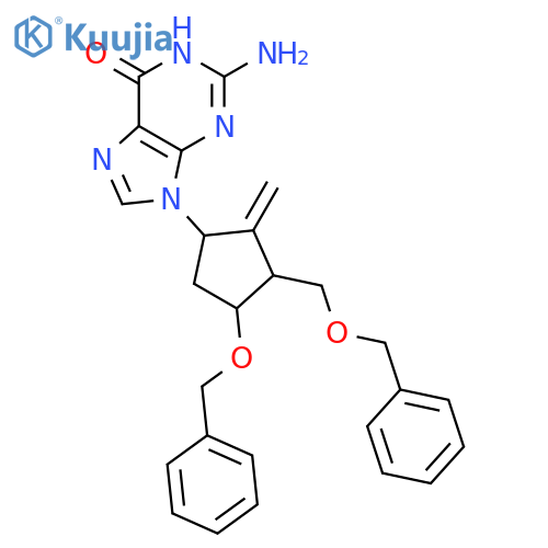 2-amino-9-[(1S,3R,4S)-4-(benzyloxy)-3-[(benzyloxy)methyl]-2-methylidenecyclopentyl]-9H-purin-6-ol structure