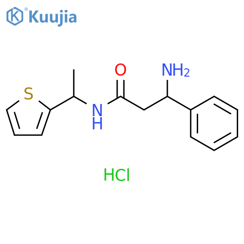 3-amino-3-phenyl-N-1-(thiophen-2-yl)ethylpropanamide hydrochloride structure