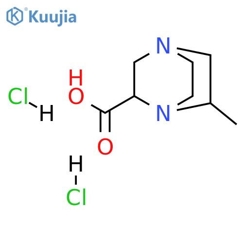 6-methyl-1,4-diazabicyclo[2.2.2]octane-2-carboxylic acid;dihydrochloride structure