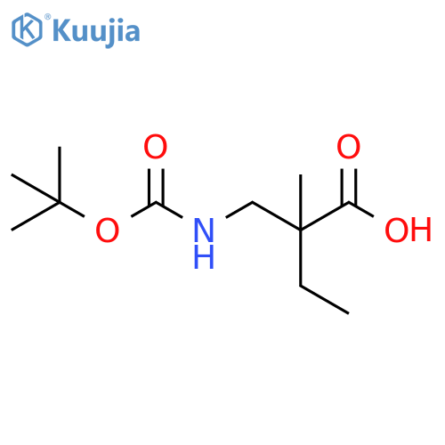 2-({(tert-butoxy)carbonylamino}methyl)-2-methylbutanoic acid structure