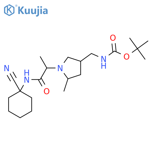 tert-butyl N-[(1-{1-[(1-cyanocyclohexyl)carbamoyl]ethyl}-5-methylpyrrolidin-3-yl)methyl]carbamate structure
