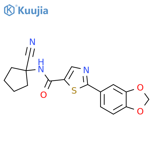 2-(1,3-Dioxaindan-5-yl)-n-(1-cyanocyclopentyl)-1,3-thiazole-5-carboxamide structure