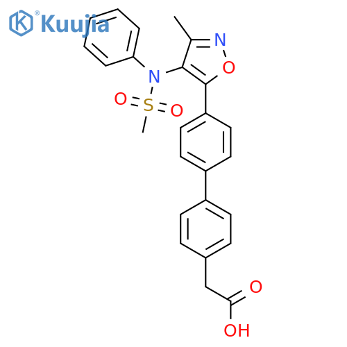 2-[4-[4-[3-Methyl-4-(N-methylsulfonylanilino)-1,2-oxazol-5-yl]phenyl]phenyl]acetic acid structure