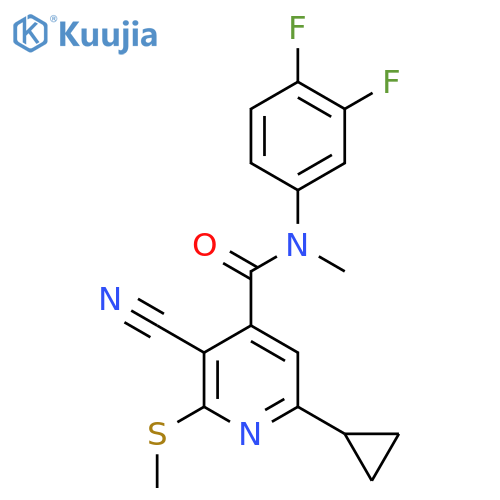 3-cyano-6-cyclopropyl-N-(3,4-difluorophenyl)-N-methyl-2-(methylsulfanyl)pyridine-4-carboxamide structure