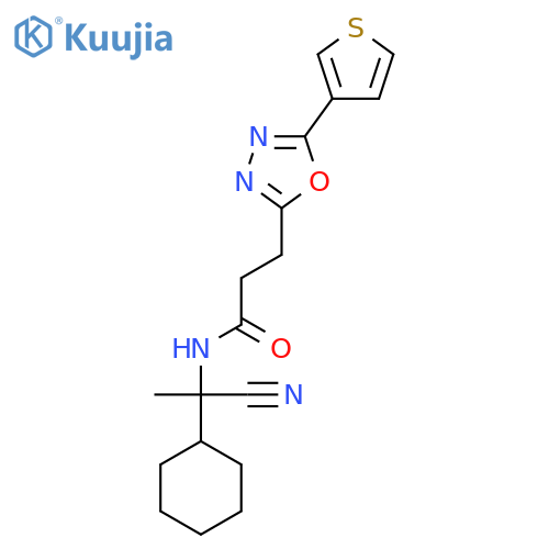 N-(1-cyano-1-cyclohexylethyl)-3-[5-(thiophen-3-yl)-1,3,4-oxadiazol-2-yl]propanamide structure