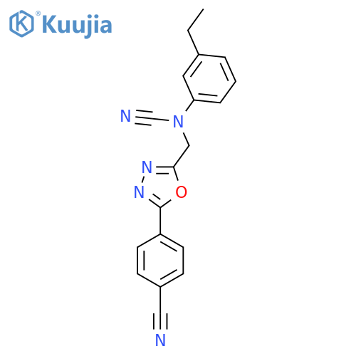 4-(5-{[Cyano(3-ethylphenyl)amino]methyl}-1,3,4-oxadiazol-2-yl)benzonitrile structure