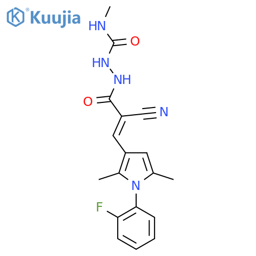 1-[[(E)-2-Cyano-3-[1-(2-fluorophenyl)-2,5-dimethylpyrrol-3-yl]prop-2-enoyl]amino]-3-methylurea structure