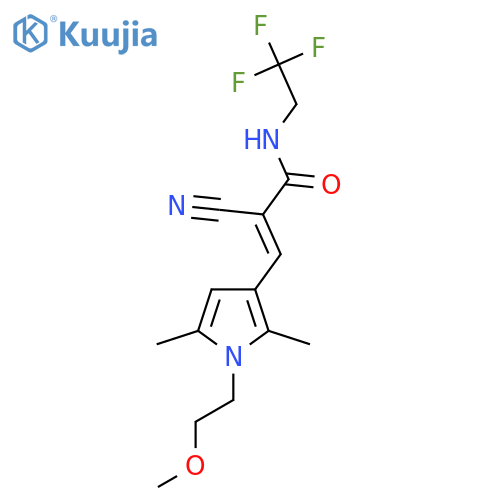 (E)-2-Cyano-3-[1-(2-methoxyethyl)-2,5-dimethylpyrrol-3-yl]-N-(2,2,2-trifluoroethyl)prop-2-enamide structure
