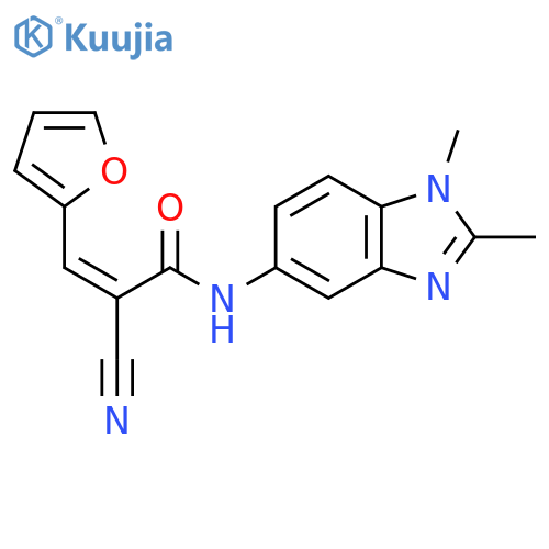 (Z)-2-Cyano-N-(1,2-dimethylbenzimidazol-5-yl)-3-(furan-2-yl)prop-2-enamide structure