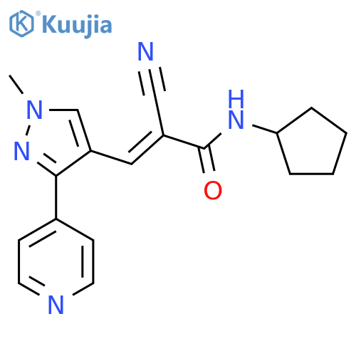 2-cyano-N-cyclopentyl-3-[1-methyl-3-(pyridin-4-yl)-1H-pyrazol-4-yl]prop-2-enamide structure