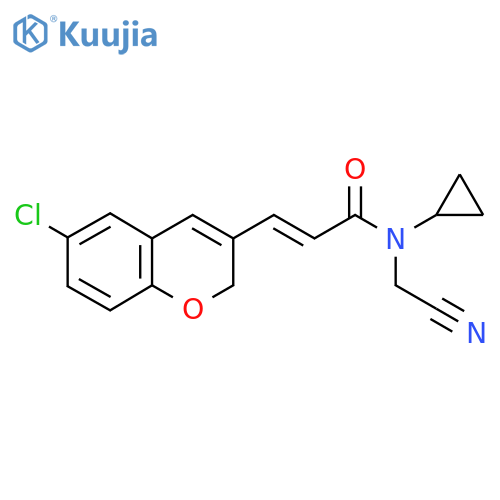 3-(6-chloro-2H-chromen-3-yl)-N-(cyanomethyl)-N-cyclopropylprop-2-enamide structure