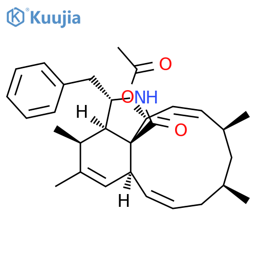 1H-Cycloundec[d]isoindol-1-one, 15-(acetyloxy)-2,3,3a,4,6a,9,10,11,12,15-decahydro-4,5,10,12-tetramethyl-3-(phenylmethyl)-, (3S,3aR,4S,6aS,7E,10S,12S,13E,15R,15aS)- structure