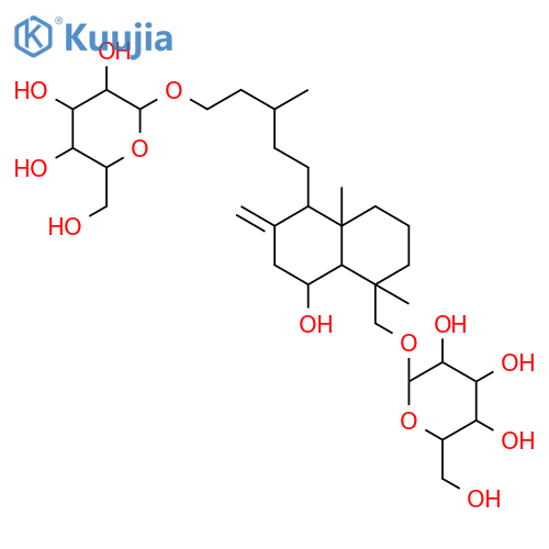 b-D-Glucopyranoside, 5-[5-[(b-D-glucopyranosyloxy)methyl]decahydro-4-hydroxy-5,8a-dimethyl-2-methylene-1-naphthalenyl]-3-methylpentyl(9CI) structure
