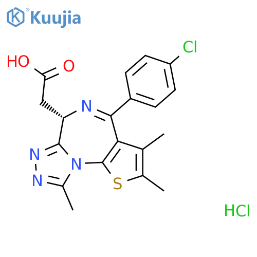 (S)-6-(carboxymethyl)-4-(4-chlorophenyl)-2,3,9-trimethyl-6H-thieno[3,2-f][1,2,4]triazolo[4,3-a][1,4]diazepine hydrochloride structure