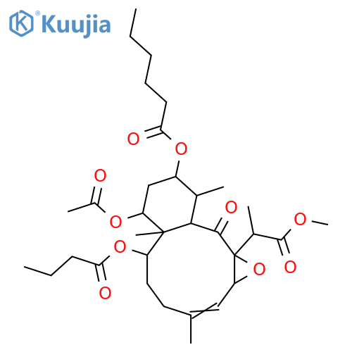 2,12,14-Trihydroxy-9-oxo-5,7-briaradien-18-oic acid; (2β,5Z,7Z,11α,12α,14α,17R)-form, 7β,8α-Epoxide, 12-hexanoyl, 2-butanoyl, 14-Ac, Me ester structure