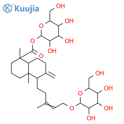b-D-Glucopyranose,1-[(1S,4aR,5S,8aR)-5-[(3E)-5-(b-D-glucopyranosyloxy)-3-methyl-3-pentenyl]decahydro-1,4a-dimethyl-6-methylene-1-naphthalenecarboxylate](9CI) structure