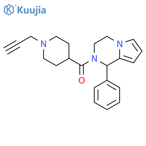 4-{1-phenyl-1H,2H,3H,4H-pyrrolo[1,2-a]pyrazine-2-carbonyl}-1-(prop-2-yn-1-yl)piperidine structure