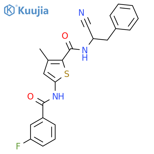 N-(1-cyano-2-phenylethyl)-5-(3-fluorobenzamido)-3-methylthiophene-2-carboxamide structure