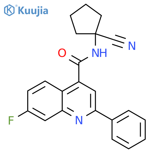 N-(1-cyanocyclopentyl)-7-fluoro-2-phenylquinoline-4-carboxamide structure
