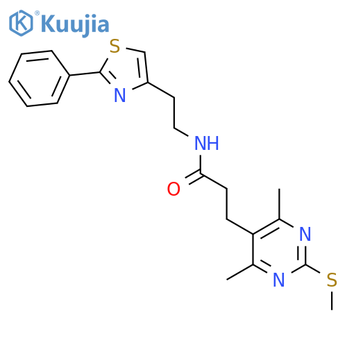 3-[4,6-dimethyl-2-(methylsulfanyl)pyrimidin-5-yl]-N-[2-(2-phenyl-1,3-thiazol-4-yl)ethyl]propanamide structure