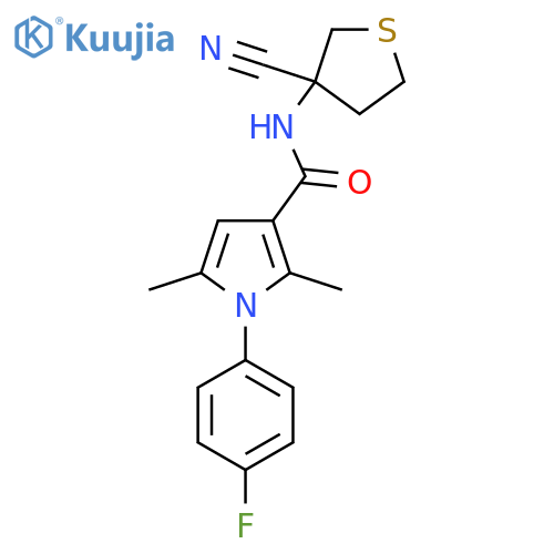 N-(3-cyanothiolan-3-yl)-1-(4-fluorophenyl)-2,5-dimethyl-1H-pyrrole-3-carboxamide structure