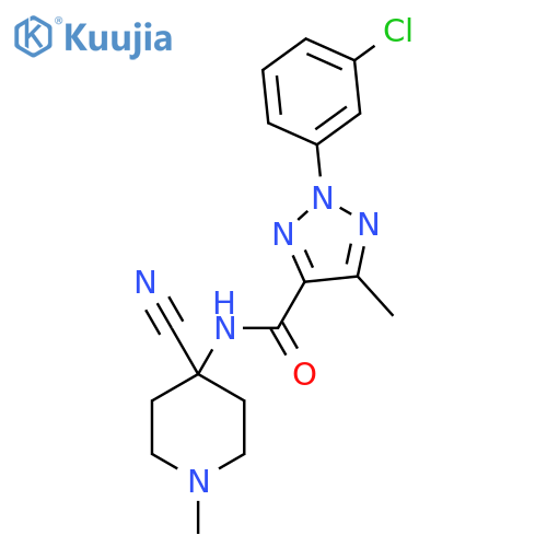 2-(3-chlorophenyl)-N-(4-cyano-1-methylpiperidin-4-yl)-5-methyl-2H-1,2,3-triazole-4-carboxamide structure